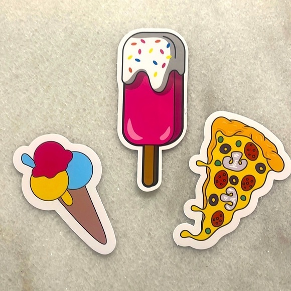Stickers Foodies pizza ice cream popsicle vinyl stickers New Set of 3 - Picture 1 of 7
